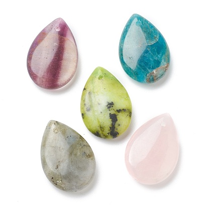 Natural Mixed Gemstone Pendants, Teardrop