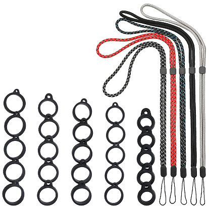 5шт. 5 цвета полиэстеровые шейные ремни, ремешок для шнурка с защитой от потери вейп-ручки, с силиконовыми кольцами типа 5