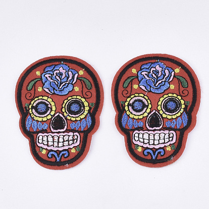 Computerized Embroidery Cloth Iron on/Sew on Patches, Appliques, Costume Accessories, Sugar Skull, For Mexico Holiday Day of the Dead