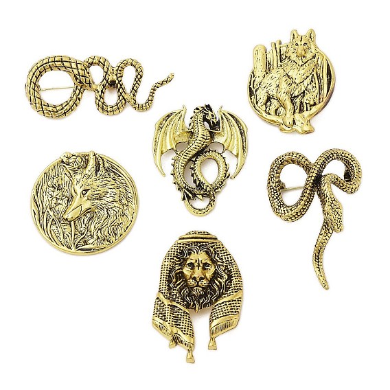 Ретро старинные золотые броши в виде животных из сплава для рюкзака