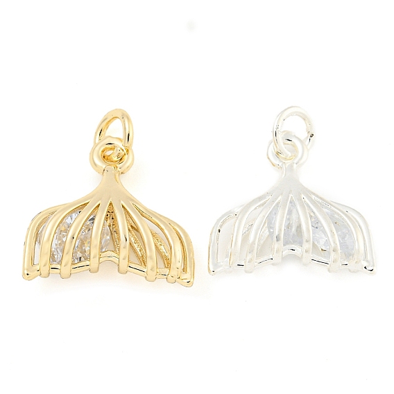 Покрытие стойки латунь микропаве прозрачные подвески из кубического циркония, долговечный, без свинца и без кадмия, рыбий хвост, с целью перехода в кольце