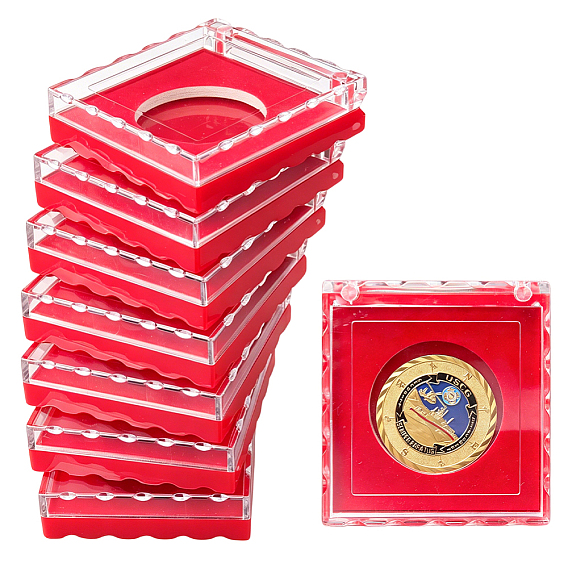 Caja de plástico para guardar monedas, con almohadilla en el interior, rojo
