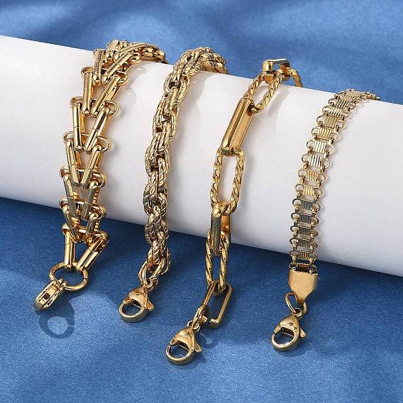304 из нержавеющей стали цепи браслеты, реальный 18 k позолоченный