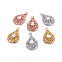 Brass Micro Pave Cubic Zirconia Pendants, Teardrop, Clear