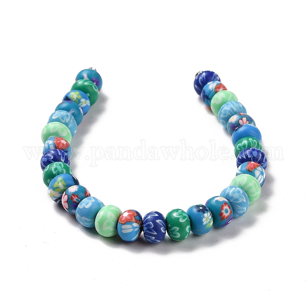 China Factory Handmade Polymer Clay Beads Strands, with Seed Beads