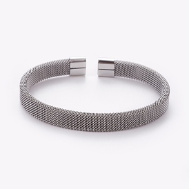 304 Stainless Steel Mesh Bangles, Cuff Bangles