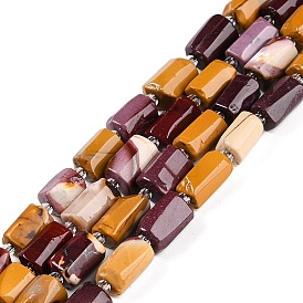 Natural Mookaite Beads Strands, with Seed Beads, Faceted, Column
