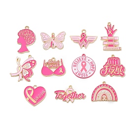 Эмалевые подвески из цинкового сплава с лентой для повышения осведомленности о раке груди