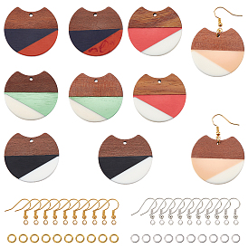 DIY Dangle Earring Making Kits, Including Resin & Walnut Wood Pendants, Brass Earring Hooks & Jump Rings