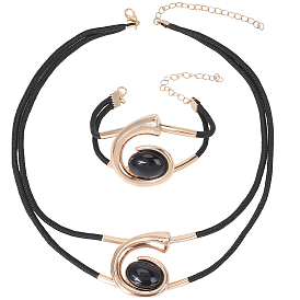 Номер 6 сплав, акрил и вощеный шнур двухслойные ожерелья и браслеты наборы для женщин