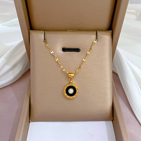 Roman Inlaid Diamond Gold Necklace Women's Clavicle Chain Accessories
