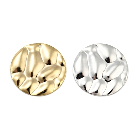 Eco-friendly Brass Pendants, Cadmium Free & Lead Free, Textured Flat Round Charm