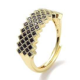 Brass Micro Pave Cubic Zirconia Rings, Long-Lasting Plated, Real 18K Gold Plated, Cadmium Free & Lead Free