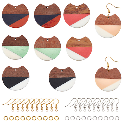 DIY Dangle Earring Making Kits, Including Resin & Walnut Wood Pendants, Brass Earring Hooks & Jump Rings