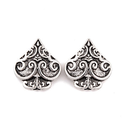 Сплавочные овальные бусины тибетского стиля , без свинца и без кадмия, пики