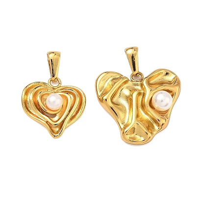 304 подвески из нержавеющей стали и АБС-пластика с имитацией жемчуга, сердце прелести