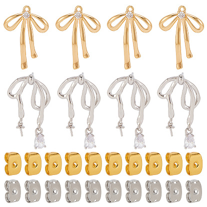 Набор для поиска поделок для изготовления ювелирных изделий, включая латунные подвески с микро-паве с прозрачным фианитом и фурнитуру для сережек-гвоздиков, ушные гайки