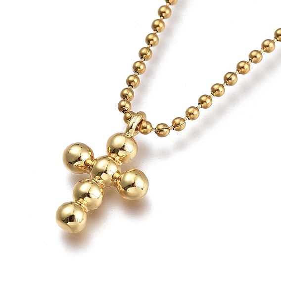 Ожерелья шкентеля, с крестообразными латунными подвесками, 304 шариковые цепи из нержавеющей стали и застежки «лобстер»