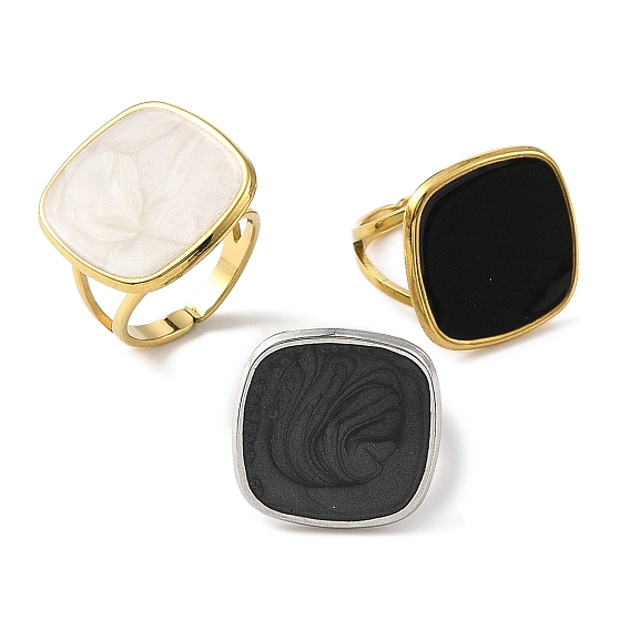 304 эмалированные открытые манжеты из нержавеющей стали для женщин, ионное покрытие (ip), квадратный