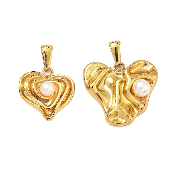 304 подвески из нержавеющей стали и АБС-пластика с имитацией жемчуга, сердце прелести