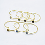 Brass Cuff Bangles, with Natural Druzy Agate, Flat Round