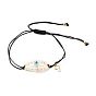 Adjustable Nylon Thread Braided Bead Bracelets, with 304 Stainless Steel Cross Charms and Evil Eye Natural Freshwater Shell Beads, Evil Eye Lampwork Round Beads
