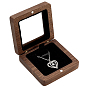 Wood Brooch Storage Magnetic Boxes with Acrylic Window, Square