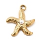 Ion Plating(IP) 304 Stainless Steel Pendants, with Plastic Bead, Starfish Charms