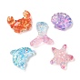 Marine Animal Transparent Resin Cabochons, Mixed Shapes, with Paillette