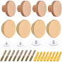 8Pcs 2 Styles Wood Coat Hook, Wall Mount Hook Hanger, Flat Round