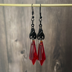 Creative dark retro black red crystal pendant earrings personalized gothic punk earrings