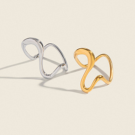 Wave 304 Stainless Steel Cuff Open Rings for Women
