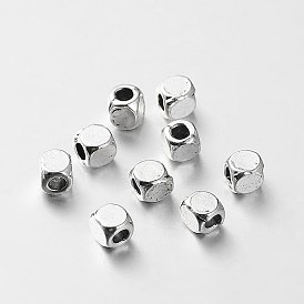 Tibetan Style Alloy Cube Spacer Beads, 4x4x4mm, Hole: 2mm