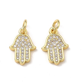 Латунные микропаве прозрачные кубические циркониевые подвески, hamsa hand charms