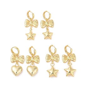 Bowknot Brass Hoop Earrings for Women, Golden