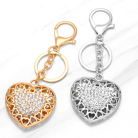 Ornament fashion style exquisite diamond-studded hollow heart keychain leather bag pendant kca22