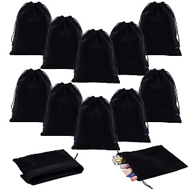 16шт. прямоугольные черные бархатные мешочки, со шнурком, для хранения ювелирной подарочной упаковки