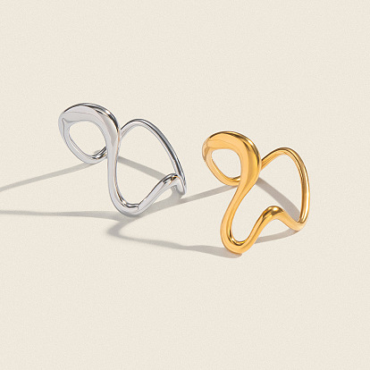 Wave 304 Stainless Steel Cuff Open Rings for Women
