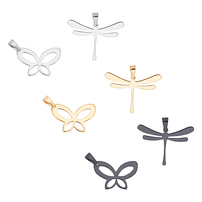 304 Stainless Steel Pendants, Butterfly/Dragonfly