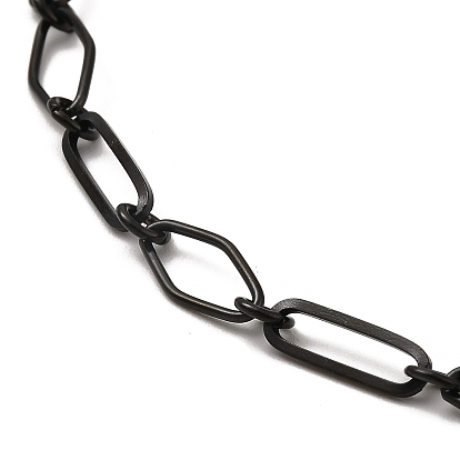 304 Stainless Steel Rhombus & Oval Link Chain Necklace