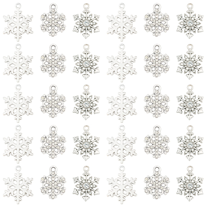 36шт 3 стили подвески со стразами из сплава, прелести снежинки