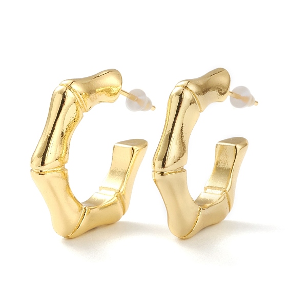 Серьги-кольца из латуни, со стальными штифтами и пластиковыми гайками для ушей, долговечный, бамбуковую палку