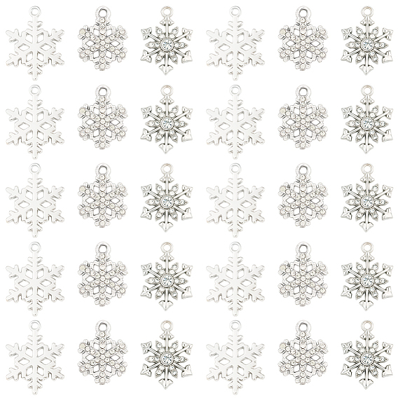 36шт 3 стили подвески со стразами из сплава, прелести снежинки