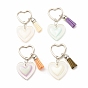 Resin Keychain, with Iron Split Key Rings and Tassel Pendant, Heart
