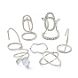 7Pcs Alloy AFingernail Rings, Nail Cover Ring, with Rhinestone
