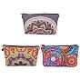 3Pcs 3 Style Polyester Tarp Zip Cosmetic Pouches, Rectangle with Flower Pattern