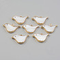 Electroplate Natural Freshwater Shell Pendants, with Golden Brass Findings, Bird