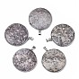 Natural Plum Blossom Jasper Pendants, with Platinum Plated Iron Bails, Flat Round