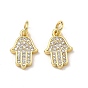 Латунные микропаве прозрачные кубические циркониевые подвески, hamsa hand charms