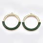 Alloy Enamel Pendants, Ring, Light Gold